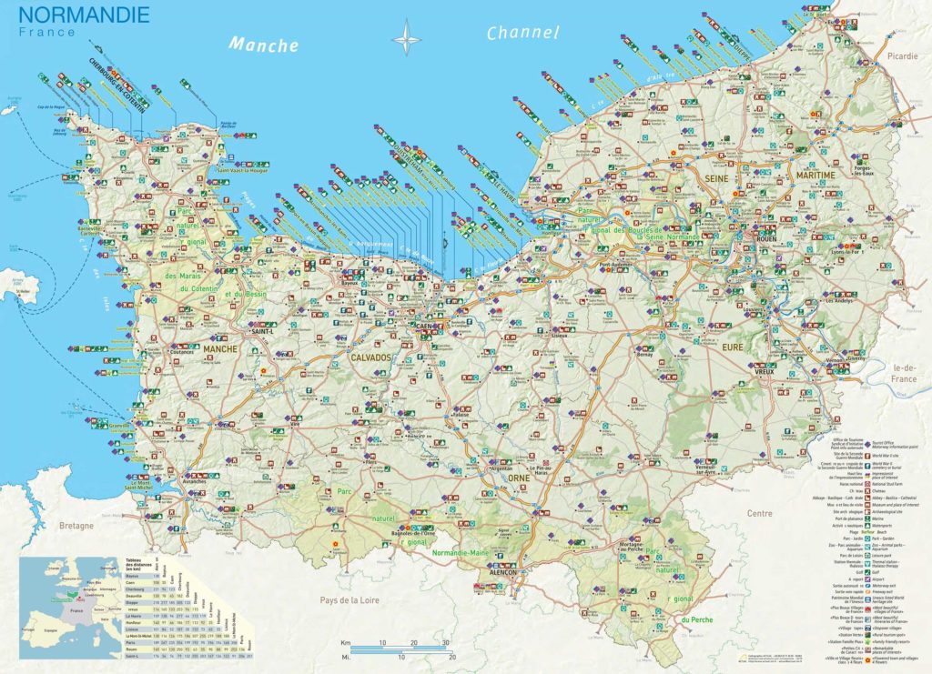Carte touristique de la Normandie