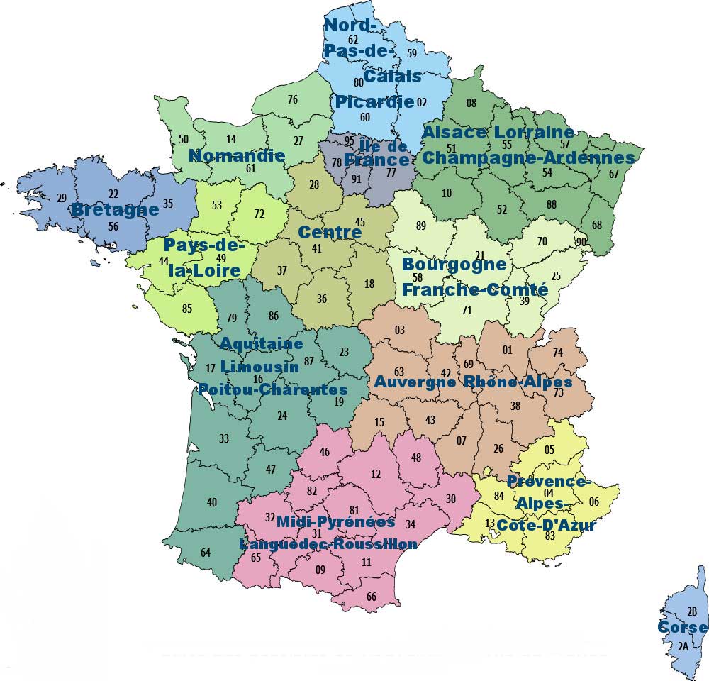 Carte des régions