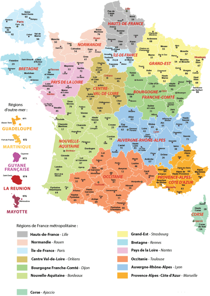Nouvelles régions - France - Départements
