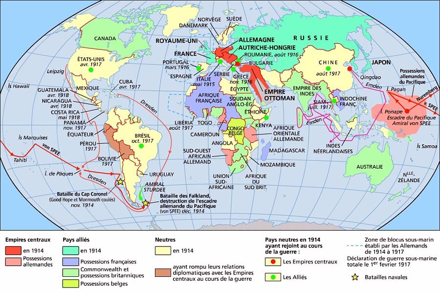 Carte du monde en 1914