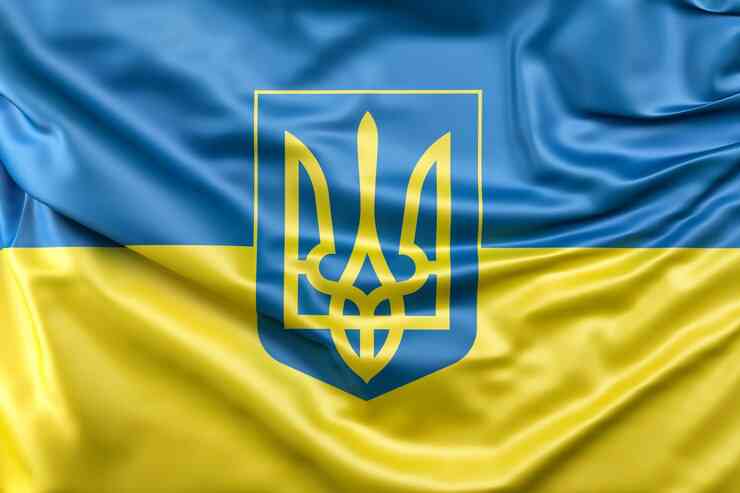 Drapeau Ukraine avec trident