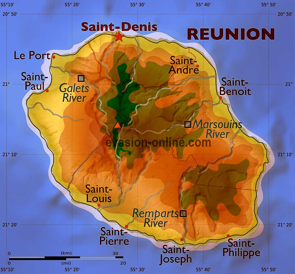 Carte de l'île de la Réunion