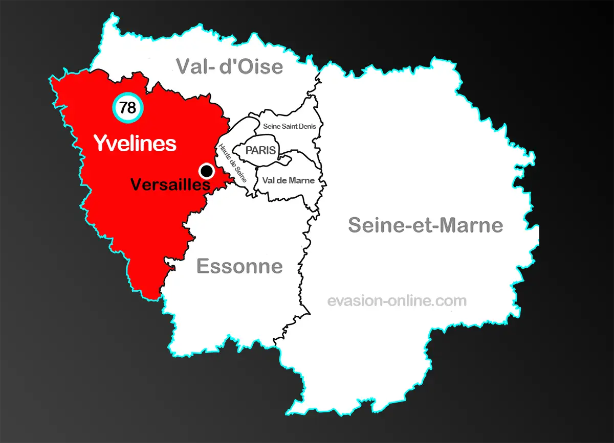 Localisation du département 78 - Yvelines- sur la carte Ile de France