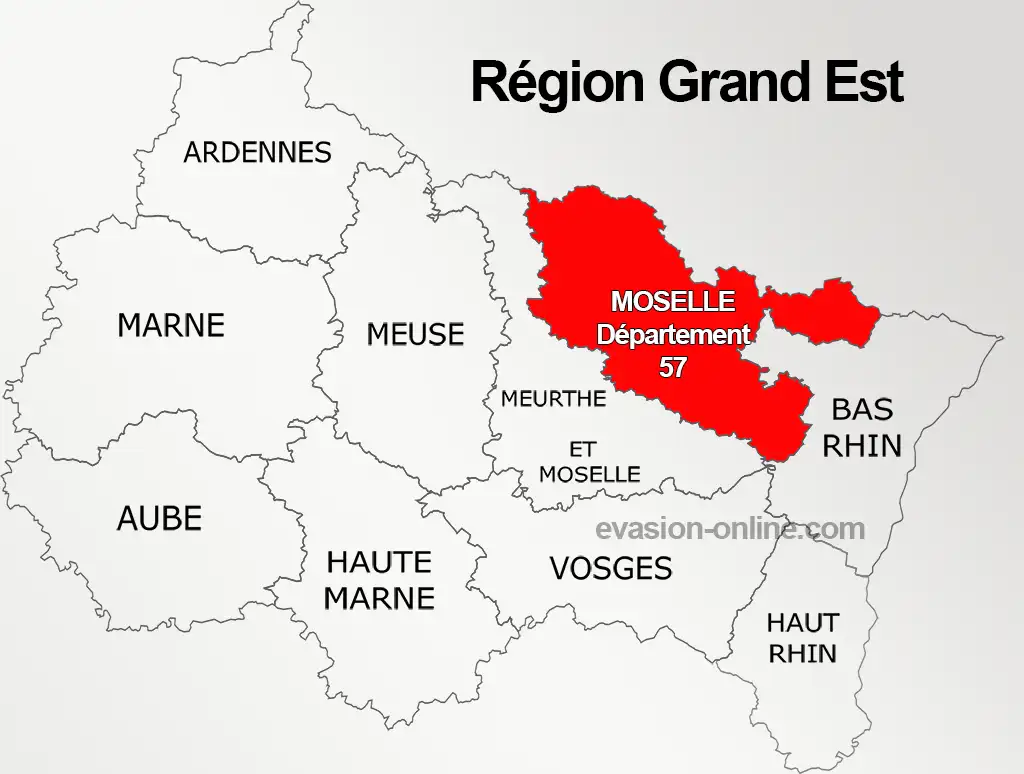 Localisation du Département 57 - Moselle - sur la carte région Grand Est