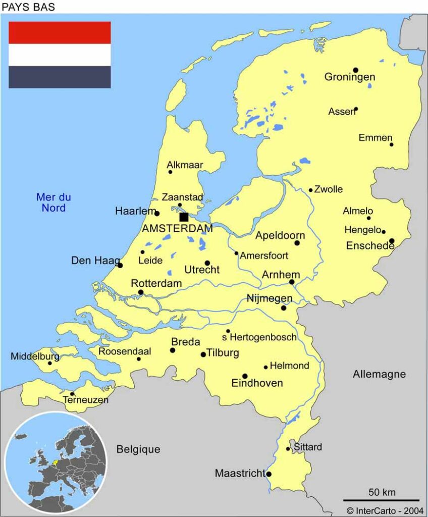 Pays Bas carte avec villes