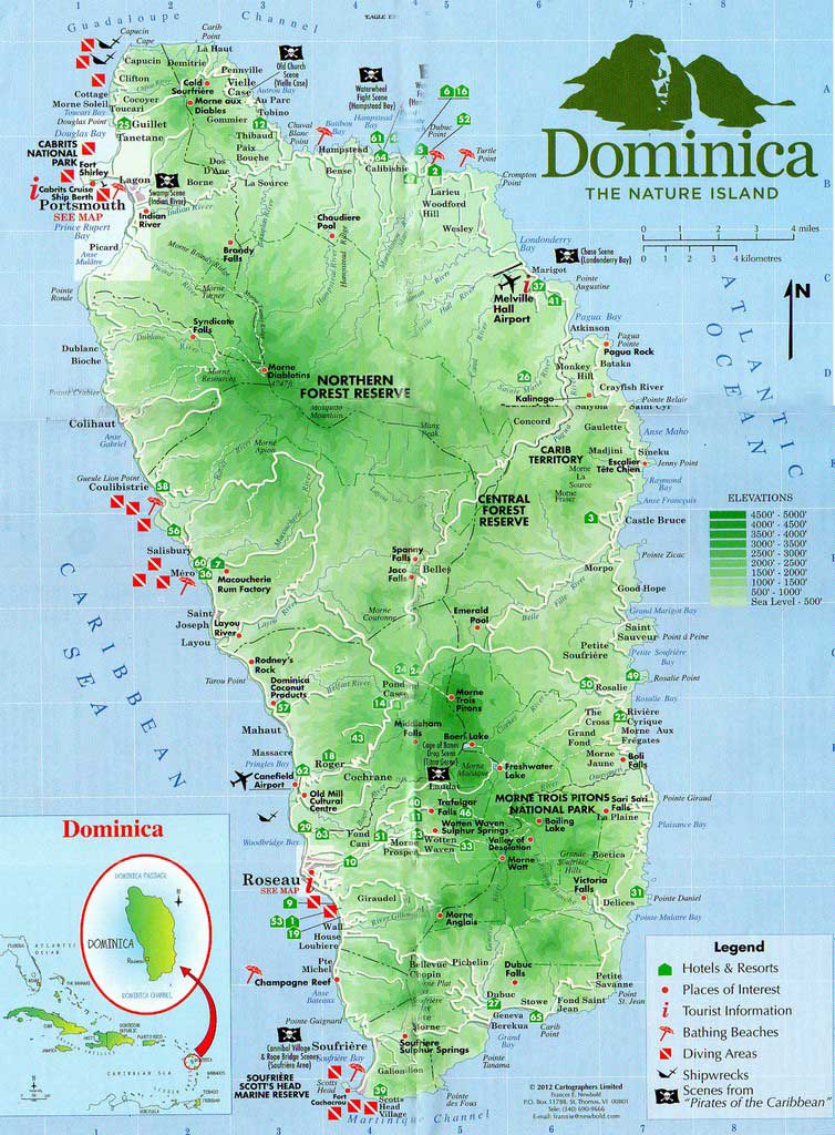 Carte Ile de la Dominique