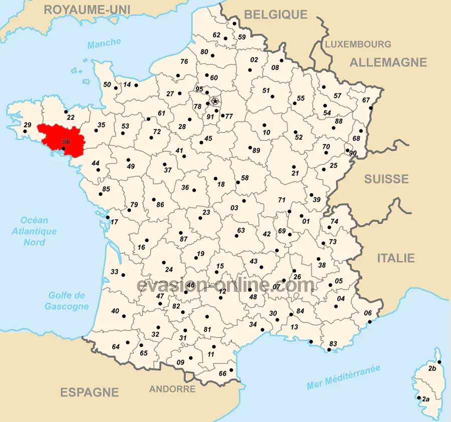 Morbihan - Département du 56 sur la carte de France