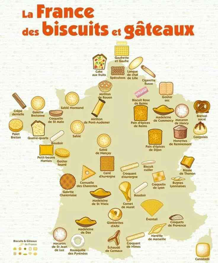 Carte de France illustrée - Biscuits et Gateaux