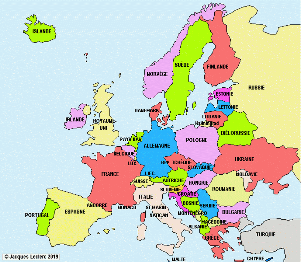 Carte des capitales européennes 