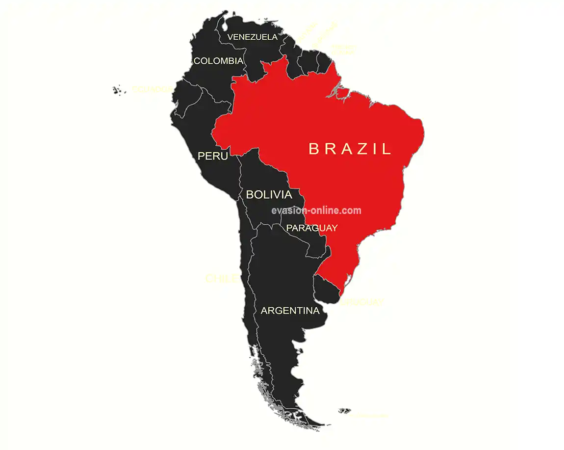 Brésil sur la carte d'Amérique du Sud