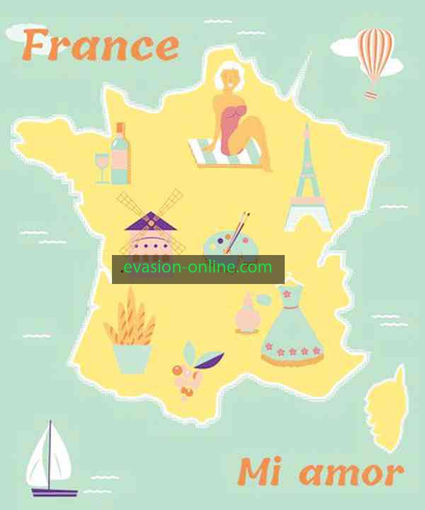 Carte de France illustrée - symboles nationaux