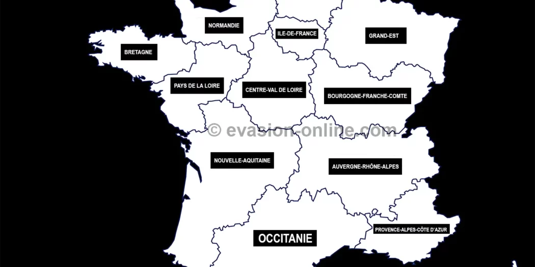Carte de France des régions - Carte interactive