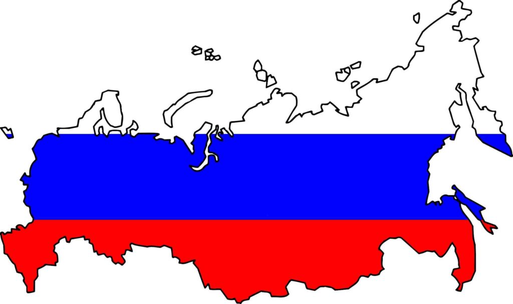 Carte avec drapeau de Russie