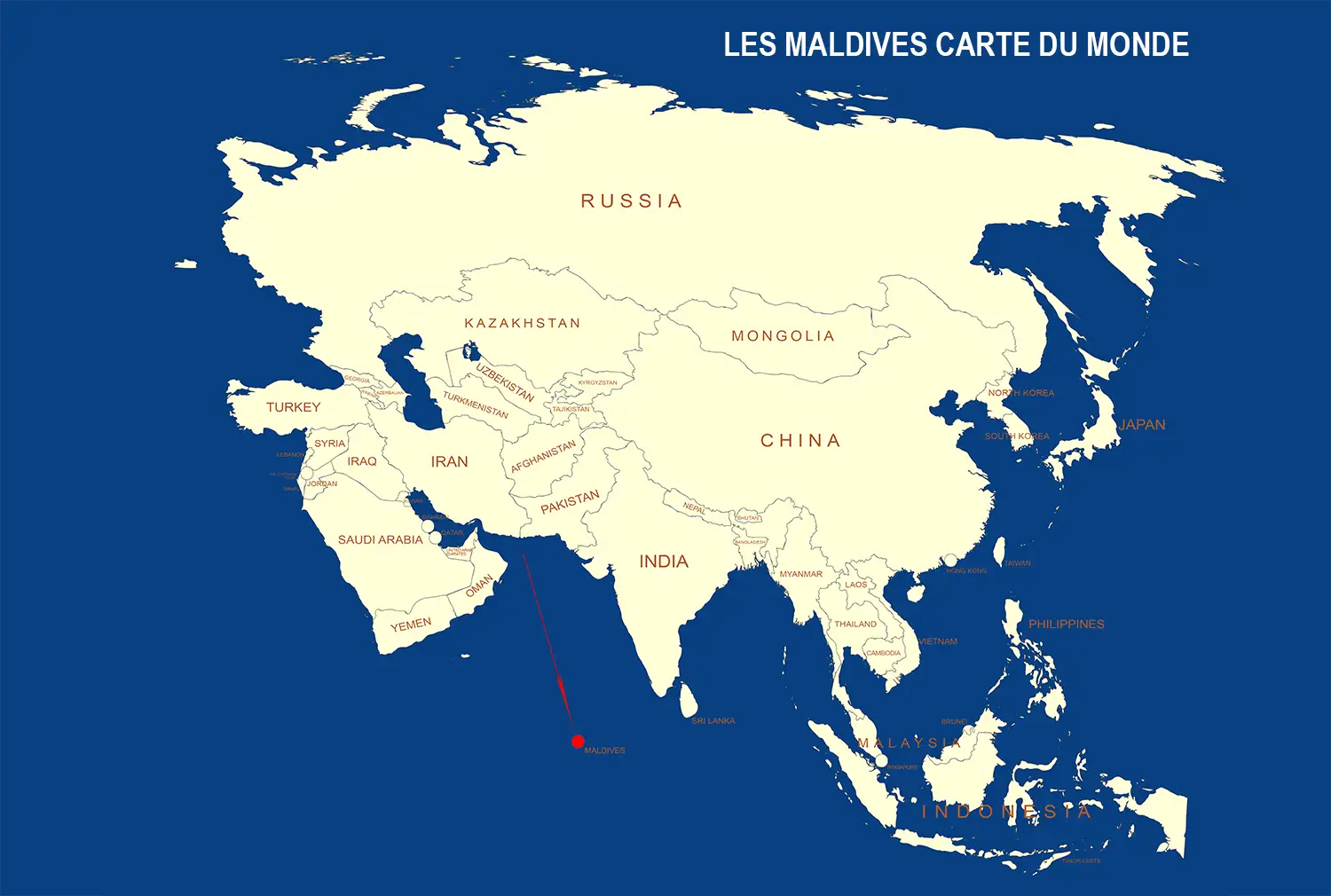 Iles Maldives sur la carte du monde