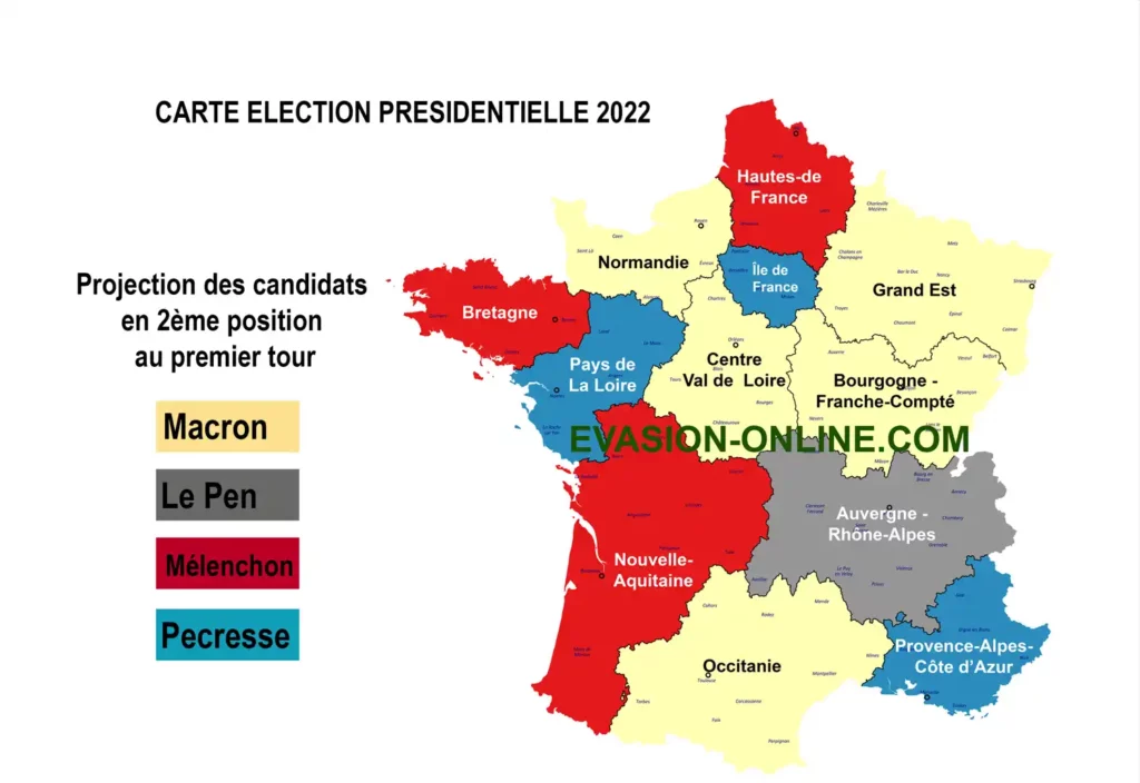 Carte des élections présidentielles 2022 par région