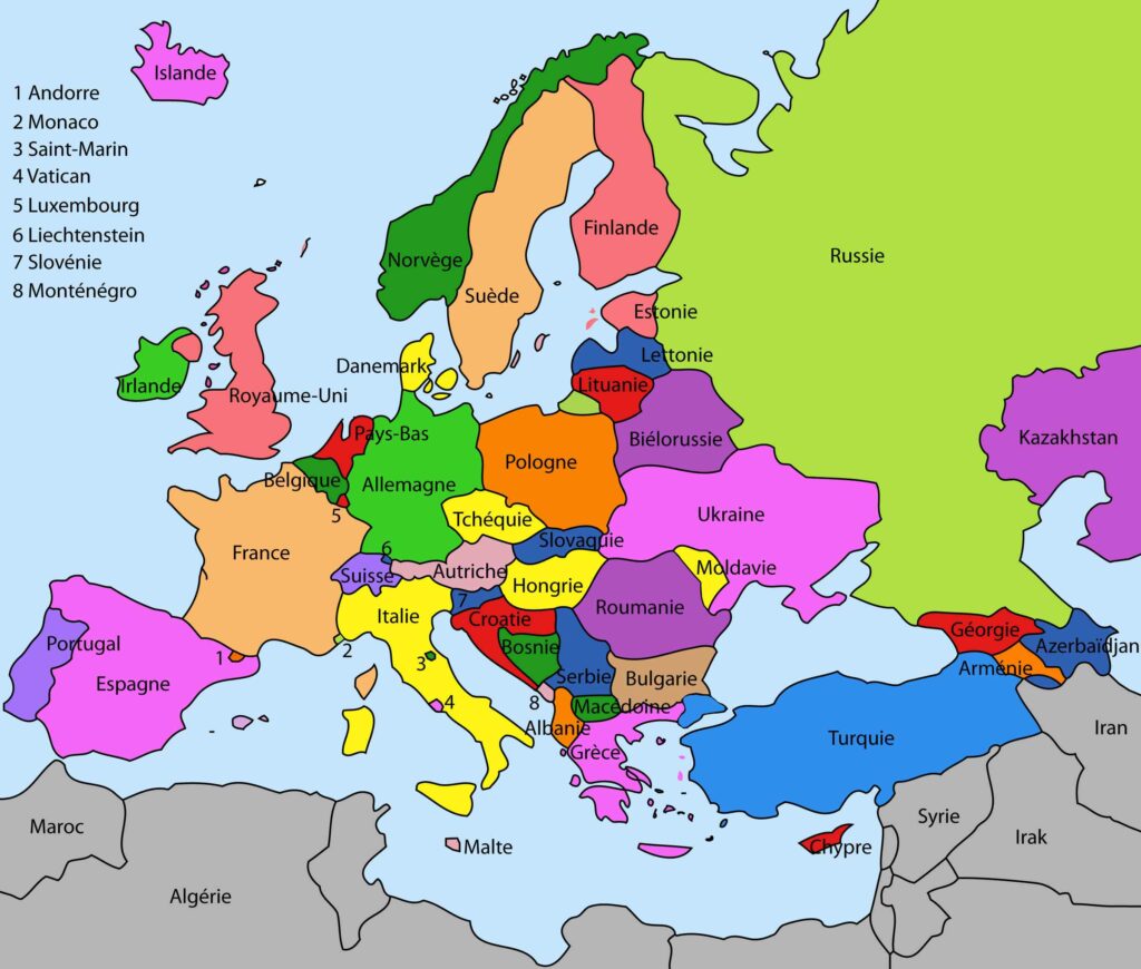Carte Europe des pays