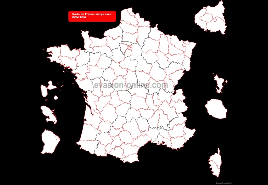 Carte de France vierge avec les dom tom