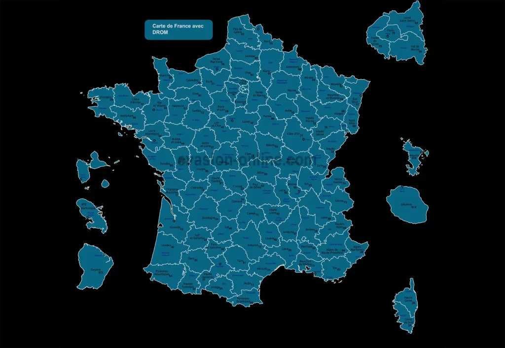 Carte de France avec les DROM
