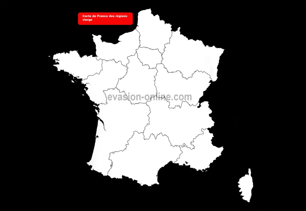 Carte vierge des régions de France