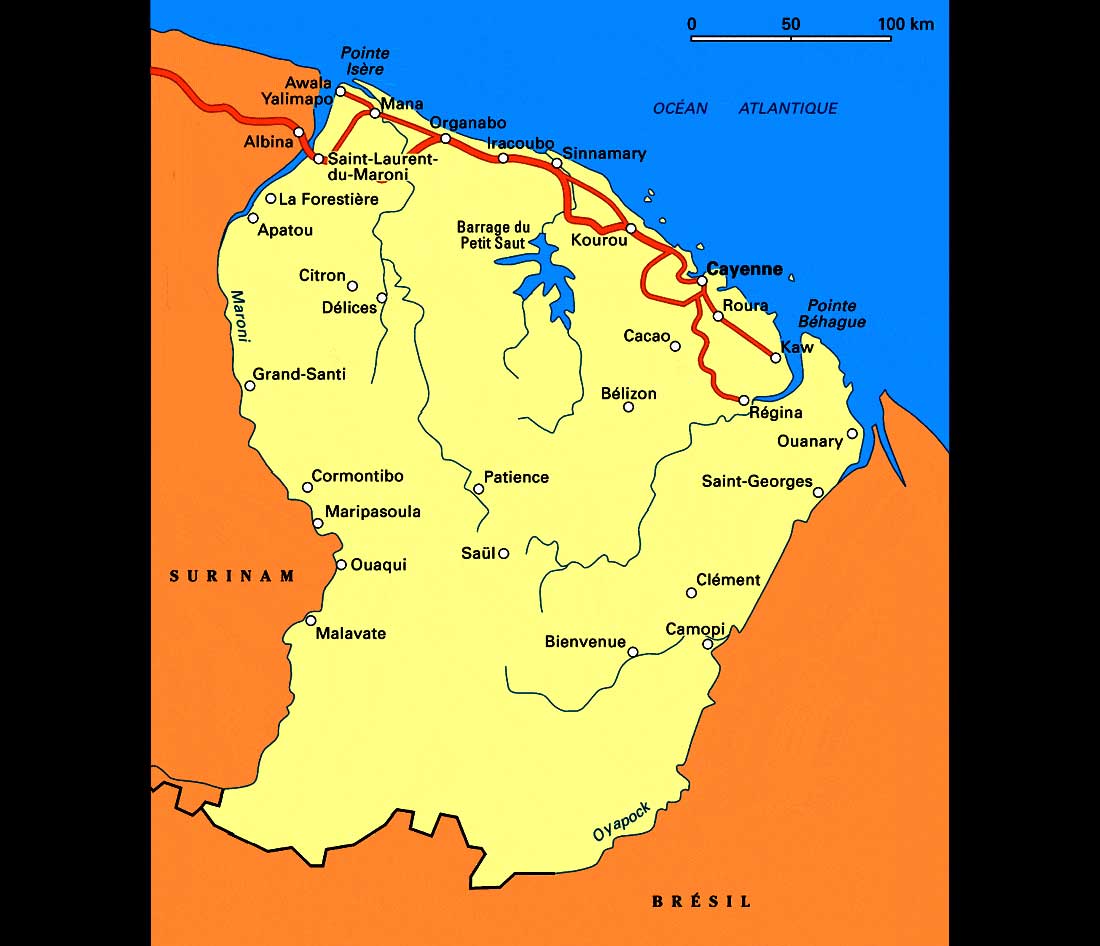 Carte de la Guyane détaillée