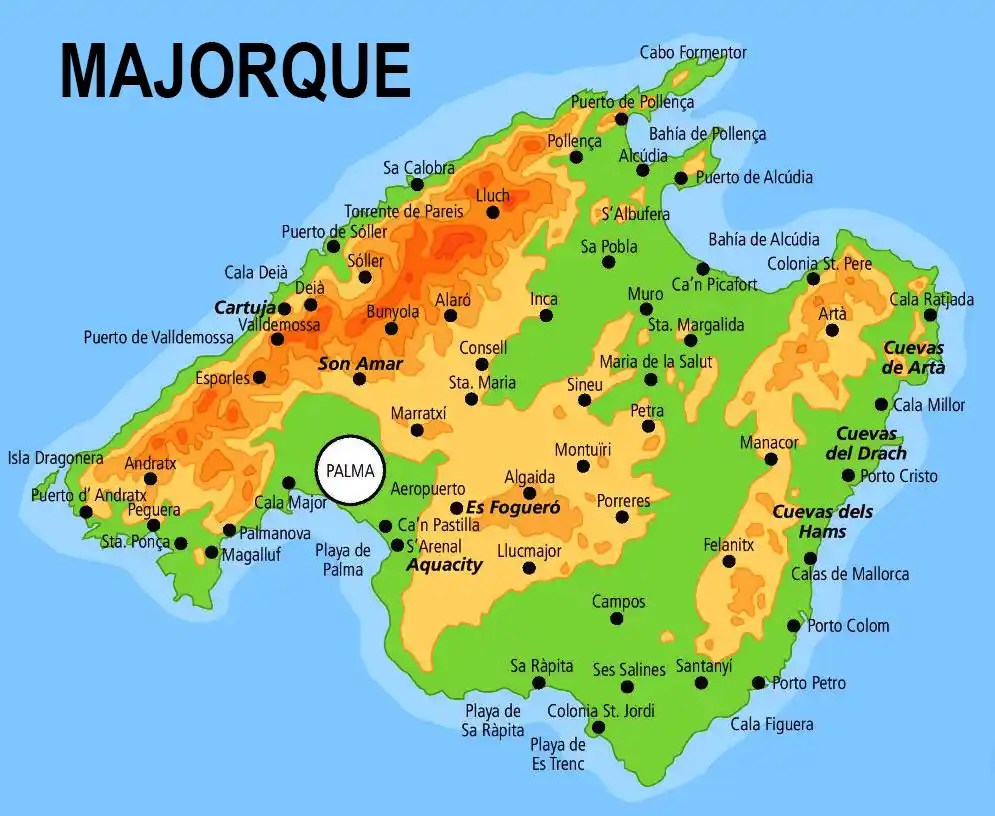 Carte de l'île de Majorque