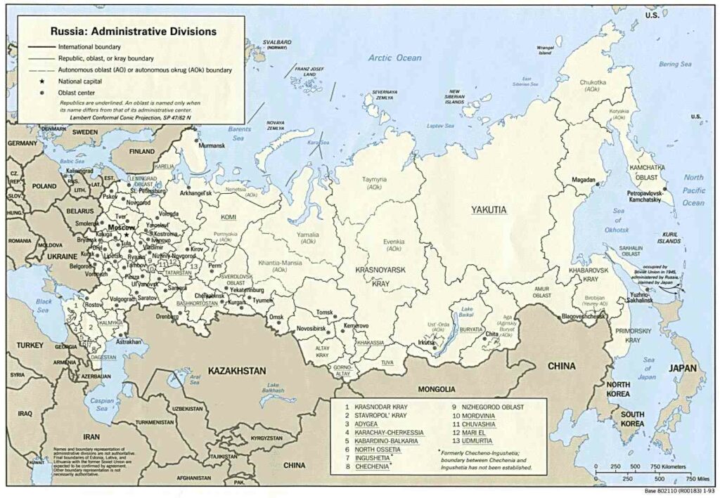 Carte politique de la Russie
