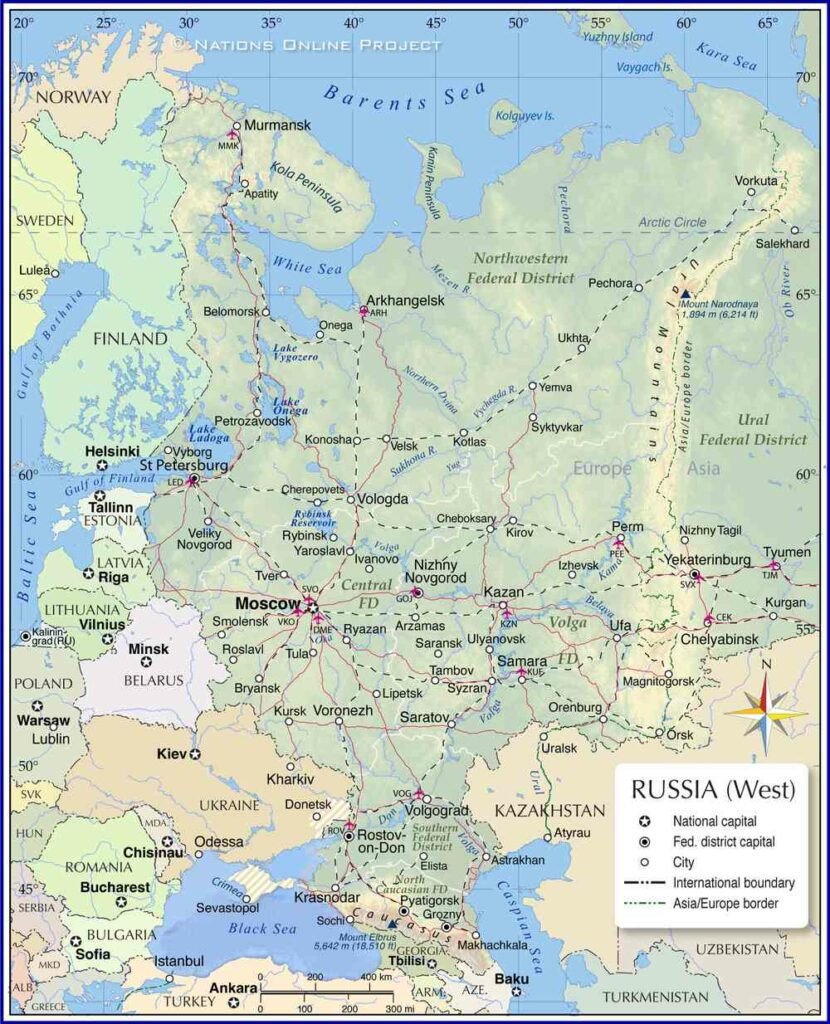 Carte de la Russie d'Europe