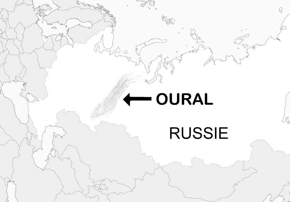 Carte de Russie avec Oural