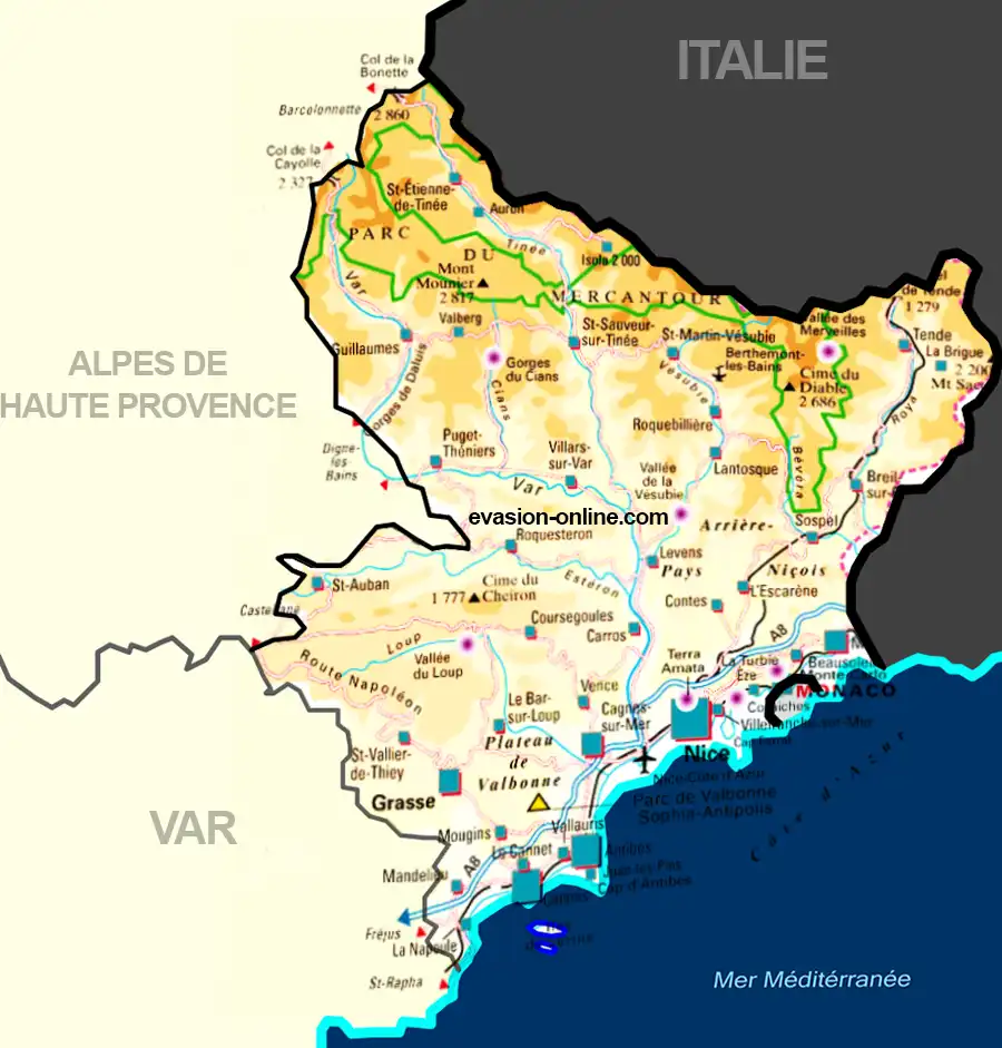 Carte des villes des Alpes Maritime (06)