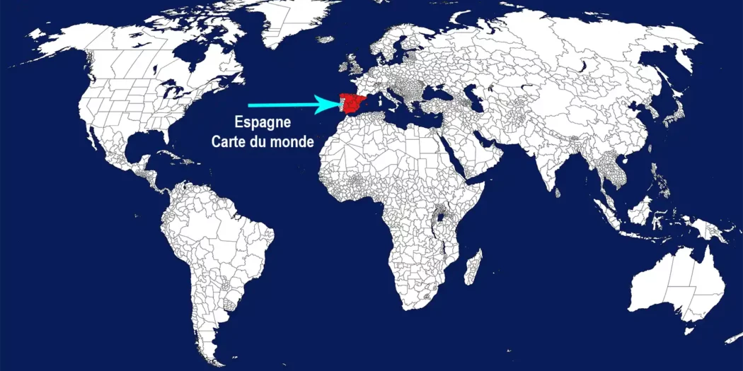 Espagne sur la carte du monde