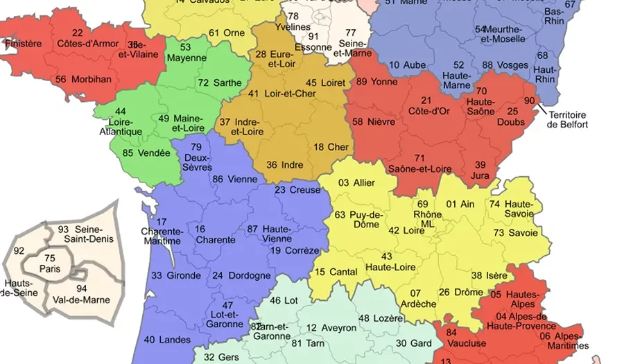 Carte de France des Départements - Carte cliquable interactive