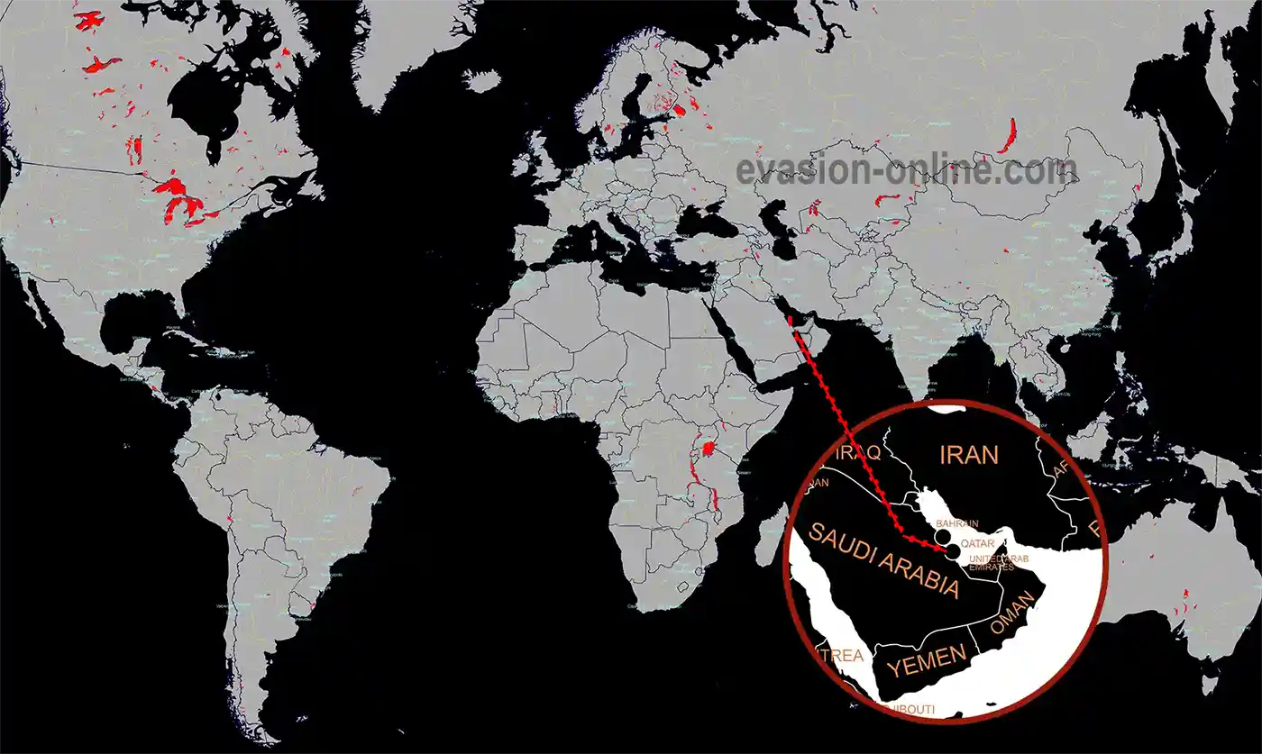 Carte mondiale avec zoom que le Qatar