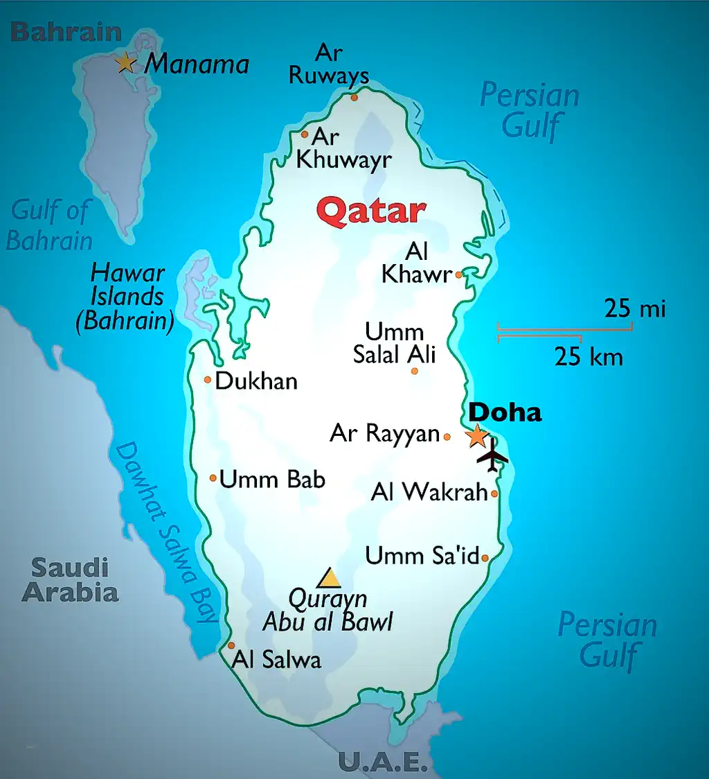 Carte du Qatar détaillée avec villes