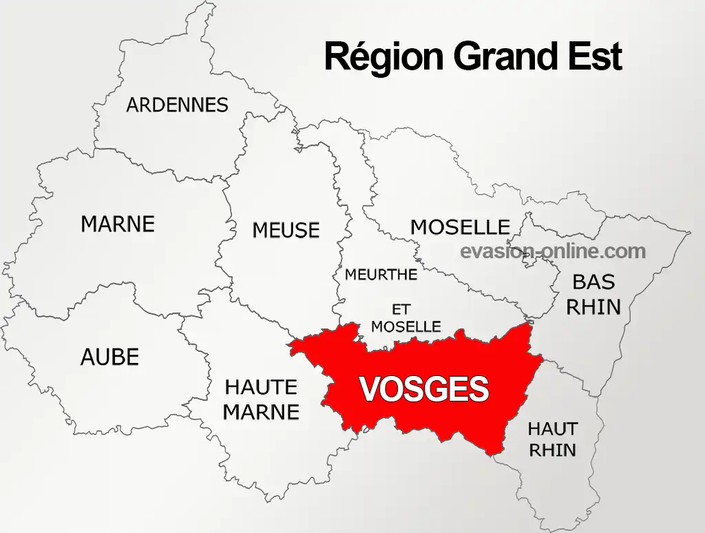 Localisation du Département 88 - Vosges - sur la carte région Grand Est